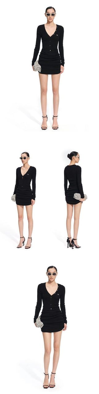 [NOTAWEAR] Hourglass Dress - Adjustable Deep V-Neck  Knit Dress