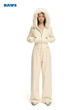 [NOTAWEAR] Rhinestone Gradient Wide Leg  Sweatpants