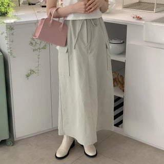 Cargo elastic long skirt
