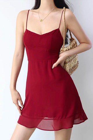 retro ruffle casual style dress