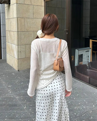 Side-gathered sheer T-shirt
