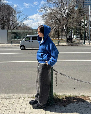 Oversized washed zip hoodie