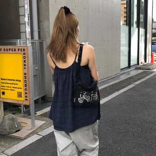 Checked Shirred Camisole