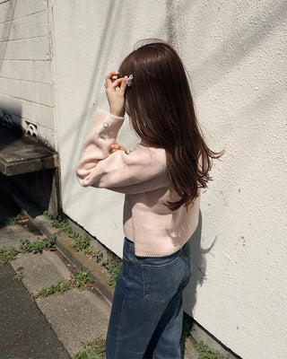 Two-tone knit cardigan