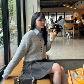Point pocket cropped shirt
