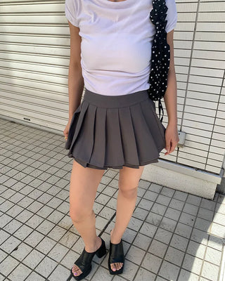 Double pleated mini skirt