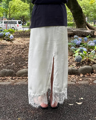 Lace satin maxi skirt