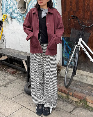Striped wide-leg pants