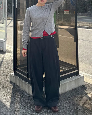 Striped wide slacks