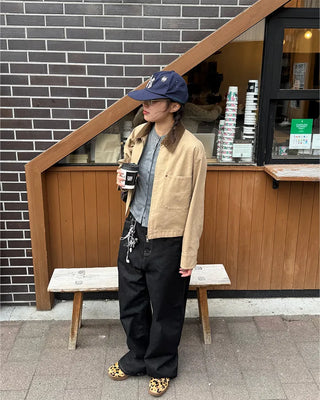 Brown stitch denim pants