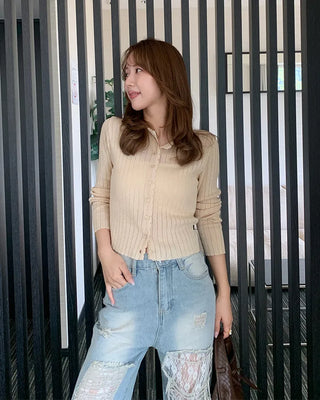 Heart Button Round Cardigan