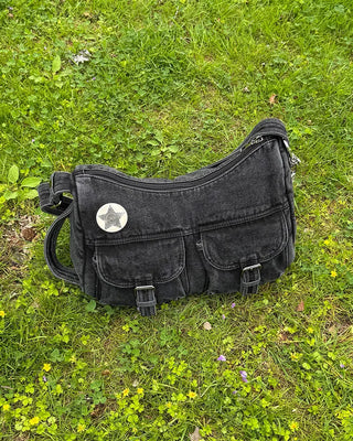 2-Pocket Denim Shoulder Bag