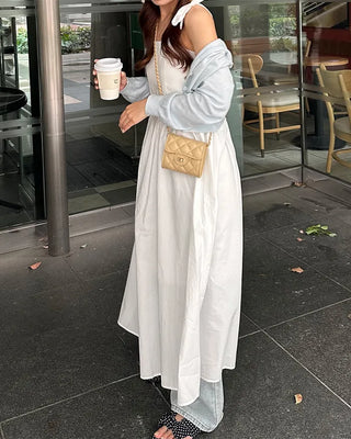 Ribbon flared long skirt