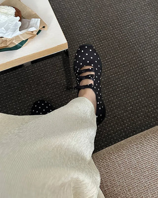 Polka Dot Ribbon Mary Jane Sneakers