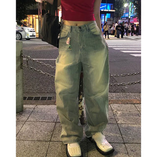 Vintage Wash Wide Denim Pants