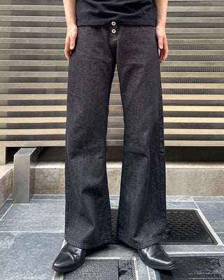 Button-fly wide-leg denim pants