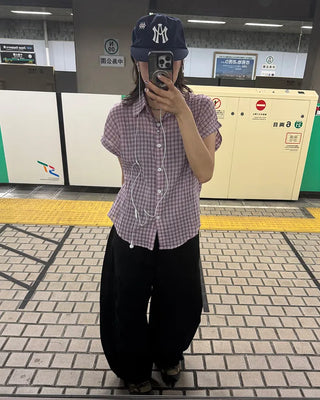 Checked Roll-Up Half Shirt