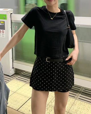 Polka dot mini skirt pants