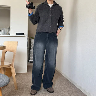 Two-tone knit cardigan