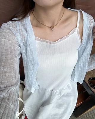 V-neck sheer cardigan