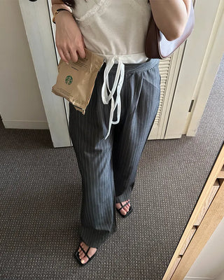 Layered pinstripe slacks