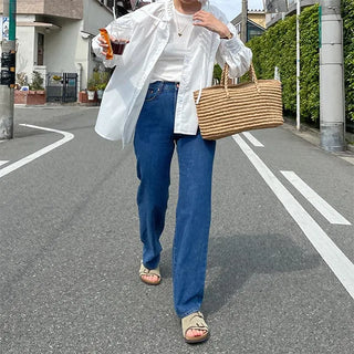 rectangle straw tote bag