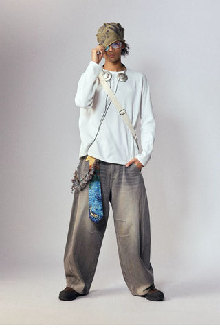 [Monterest] Waffle Knit Drop Shoulder Long Sleeve Tee