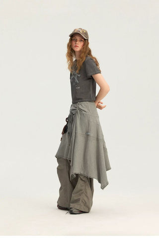 [Monterest] A-Line Patchwork Sweat Skirt