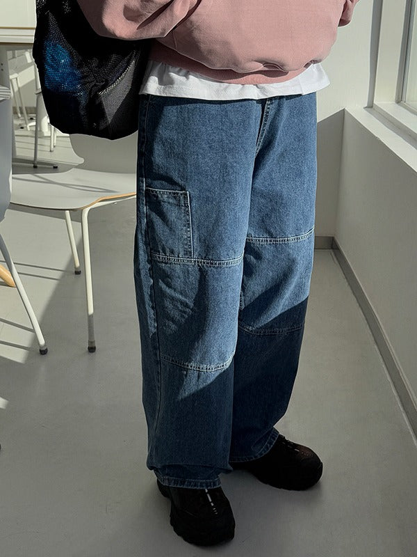 Bru Double Knee Wide Denim Pants