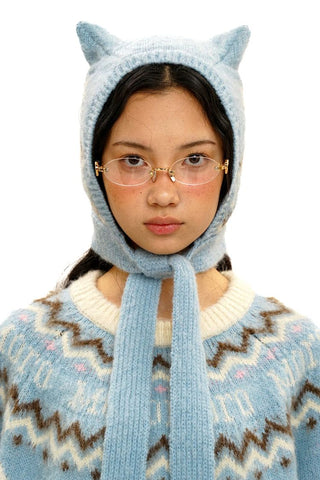 [Moromoro2] Fair Isle Mohair Cat Ear Hat