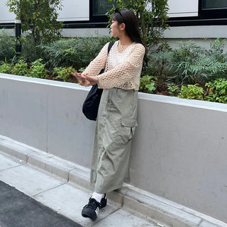 Net-knit cropped sweater