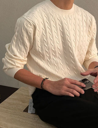 Dean Cable Knit Round Neck (Unfilo Fabric)