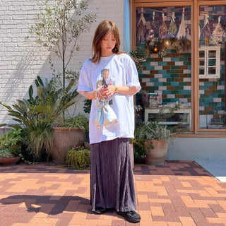 Pleated banded long skirt