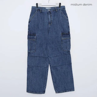 Cargo wide denim pants