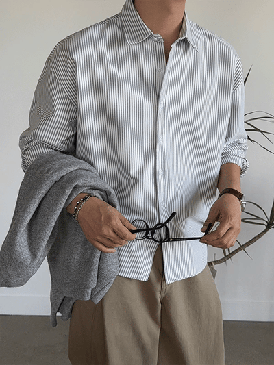 Hemming Stripe Oxford Crop Shirt