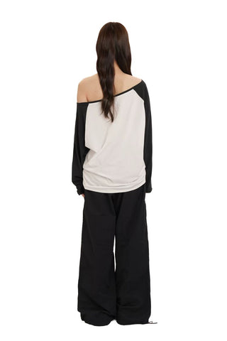 [Moromoro2] Y2K Bunny Print Wide Neckline Raglan  Tee