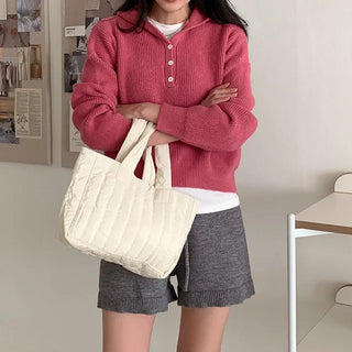 [6 colors] Button V-neck knit hoodie