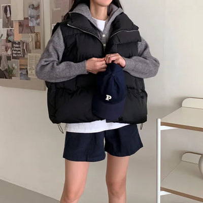 [3 colors] String Oversized Down Vest