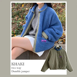 [3 colors] Bi-color reversible fleece dumble hoodie