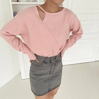 H-line denim mini skirt