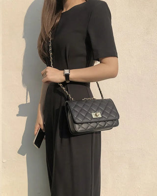 Classic buckle quilted mini chain shoulder bag