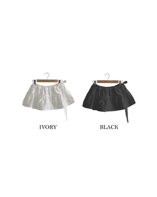 (2 colors) Ribbon Layered Wrap Skirt