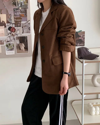 Oversized suede single jacket