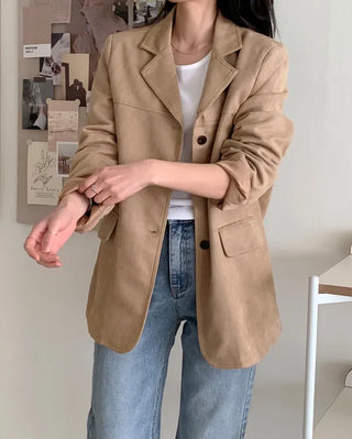 Oversized suede single jacket