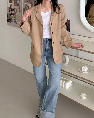 Oversized suede single jacket