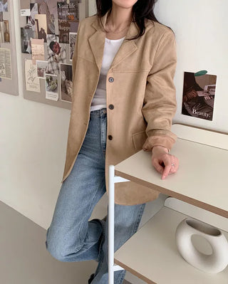 Oversized suede single jacket