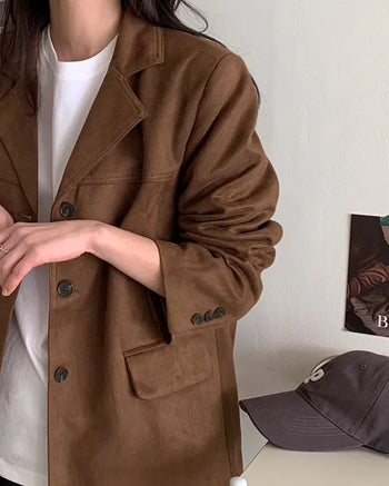 Oversized suede single jacket