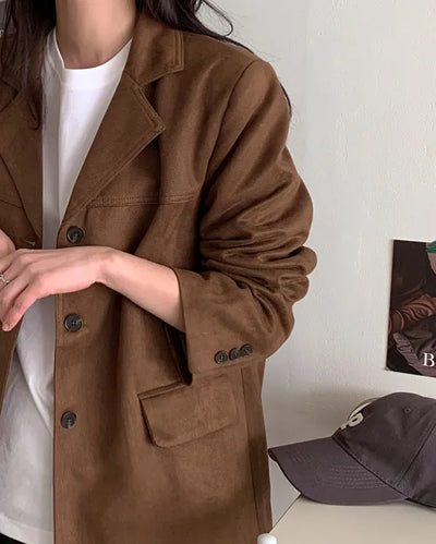 Oversized suede single jacket