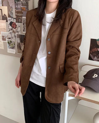 Oversized suede single jacket