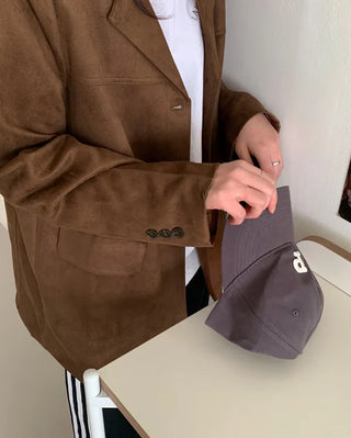 Oversized suede single jacket